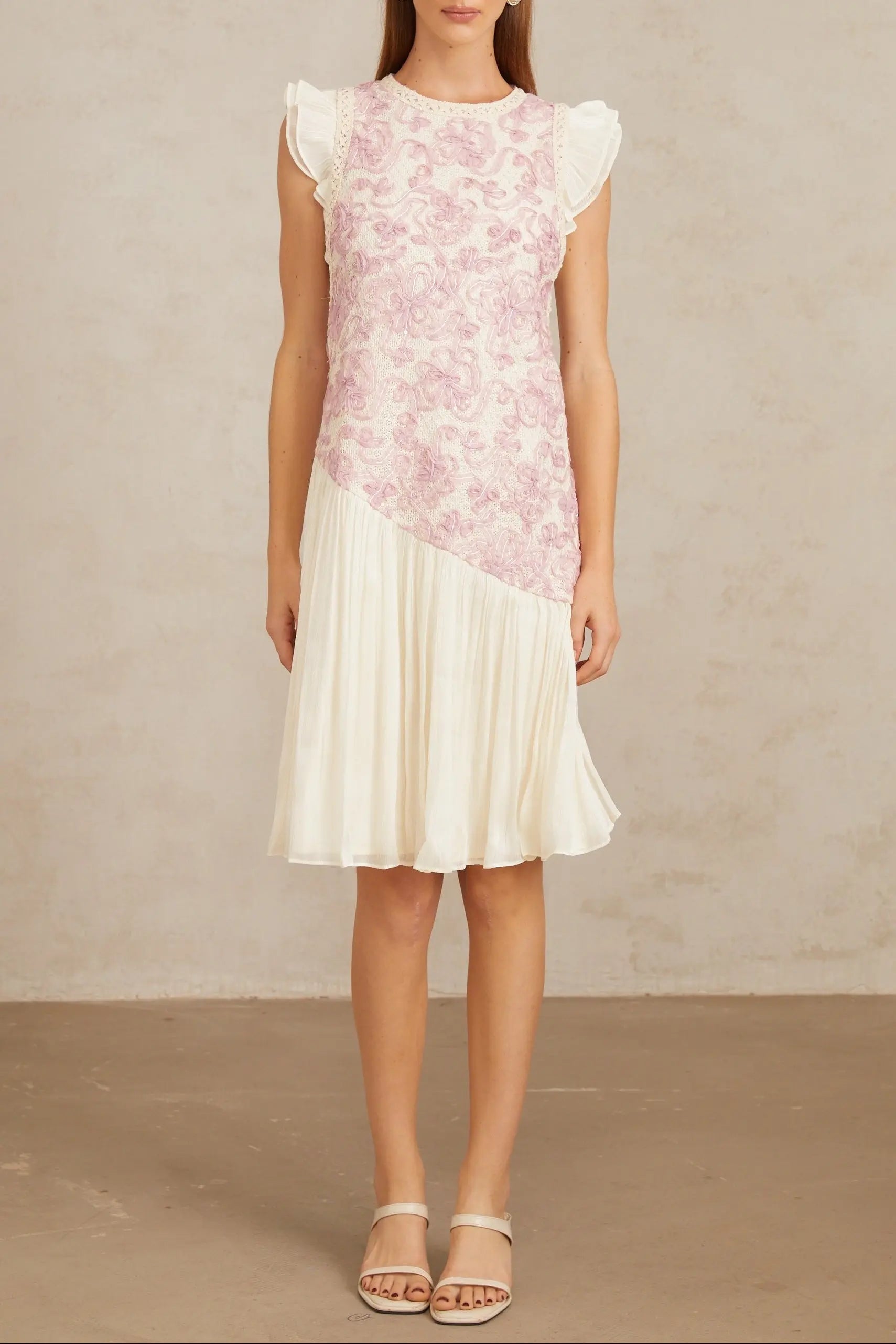 Pink Floral Midi Dress