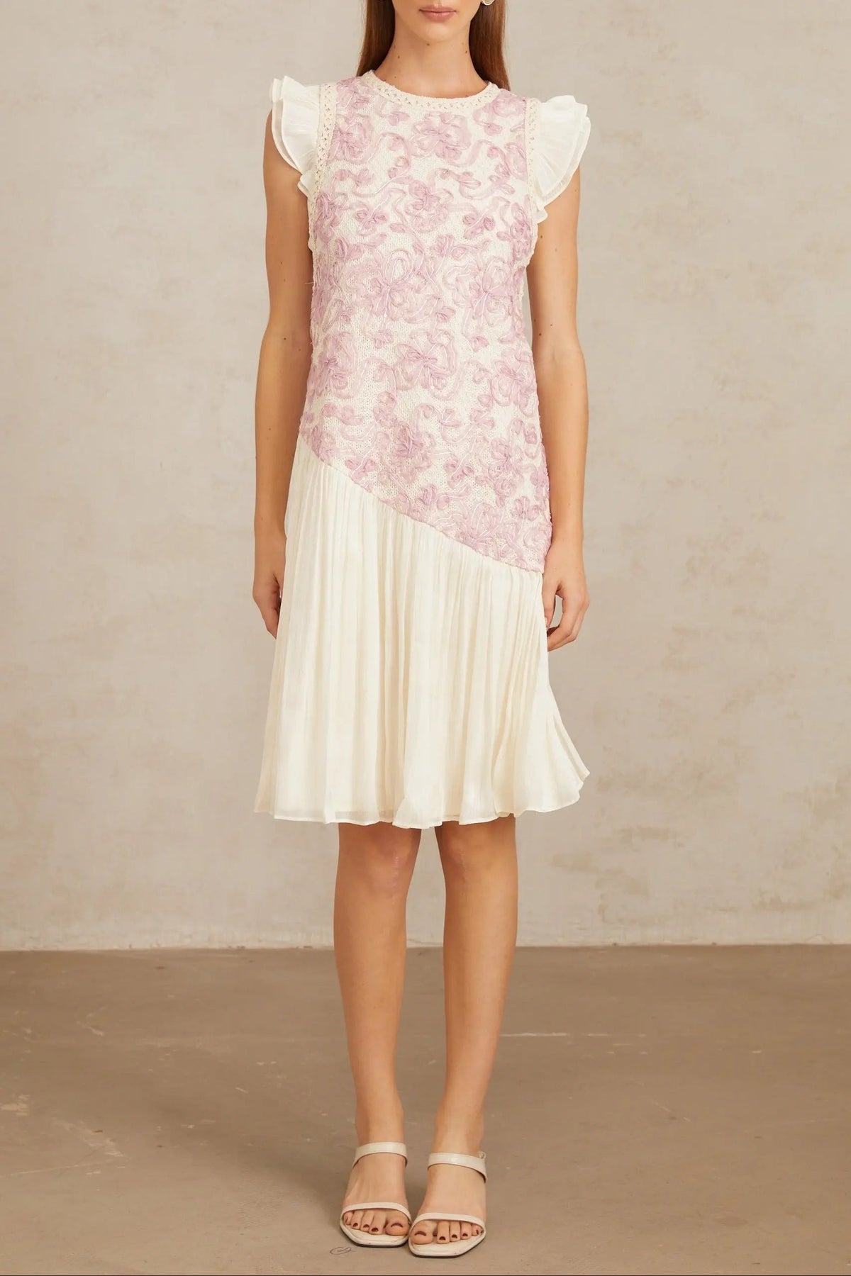 Pink Floral Midi Dress