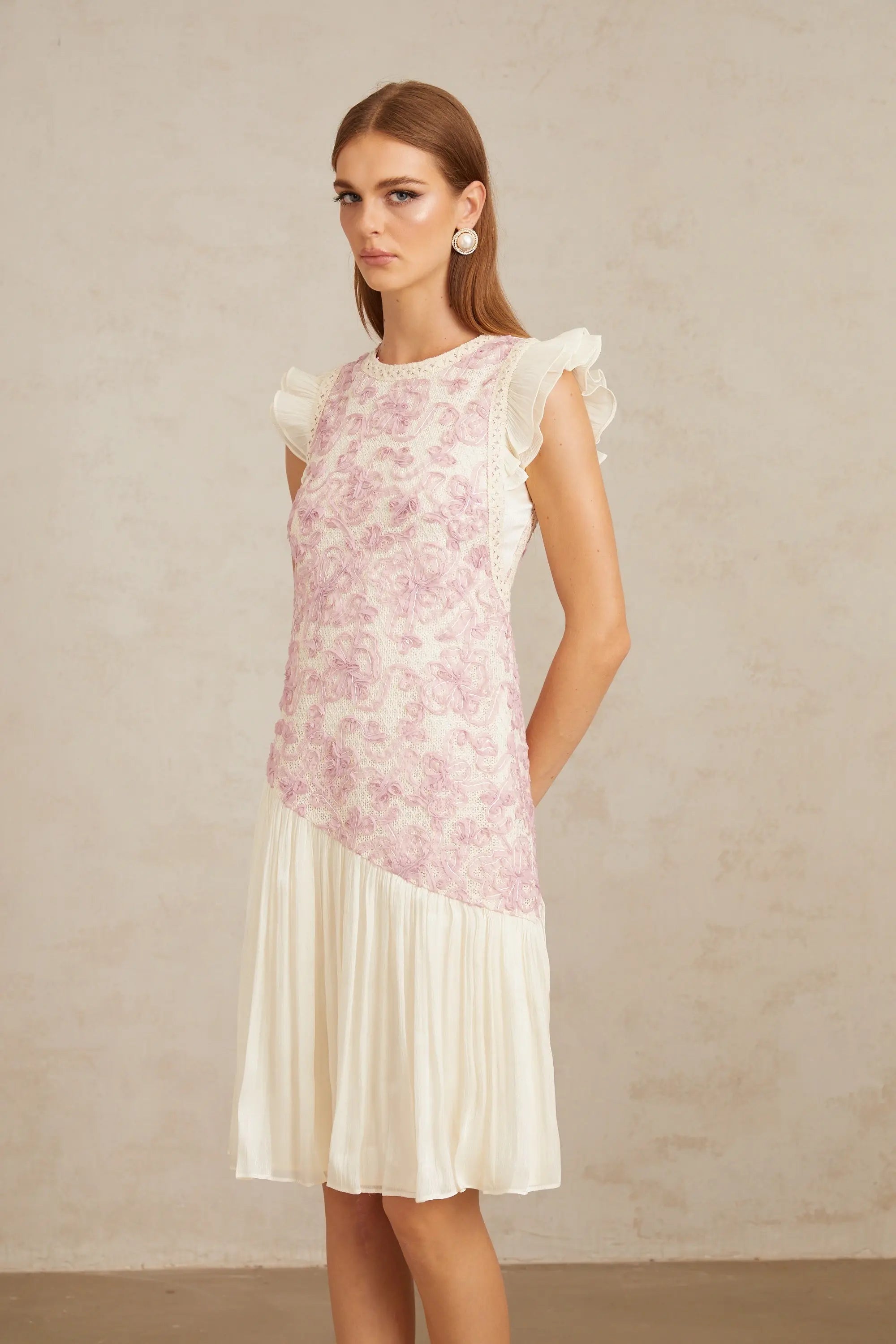 Pink Floral Midi Dress