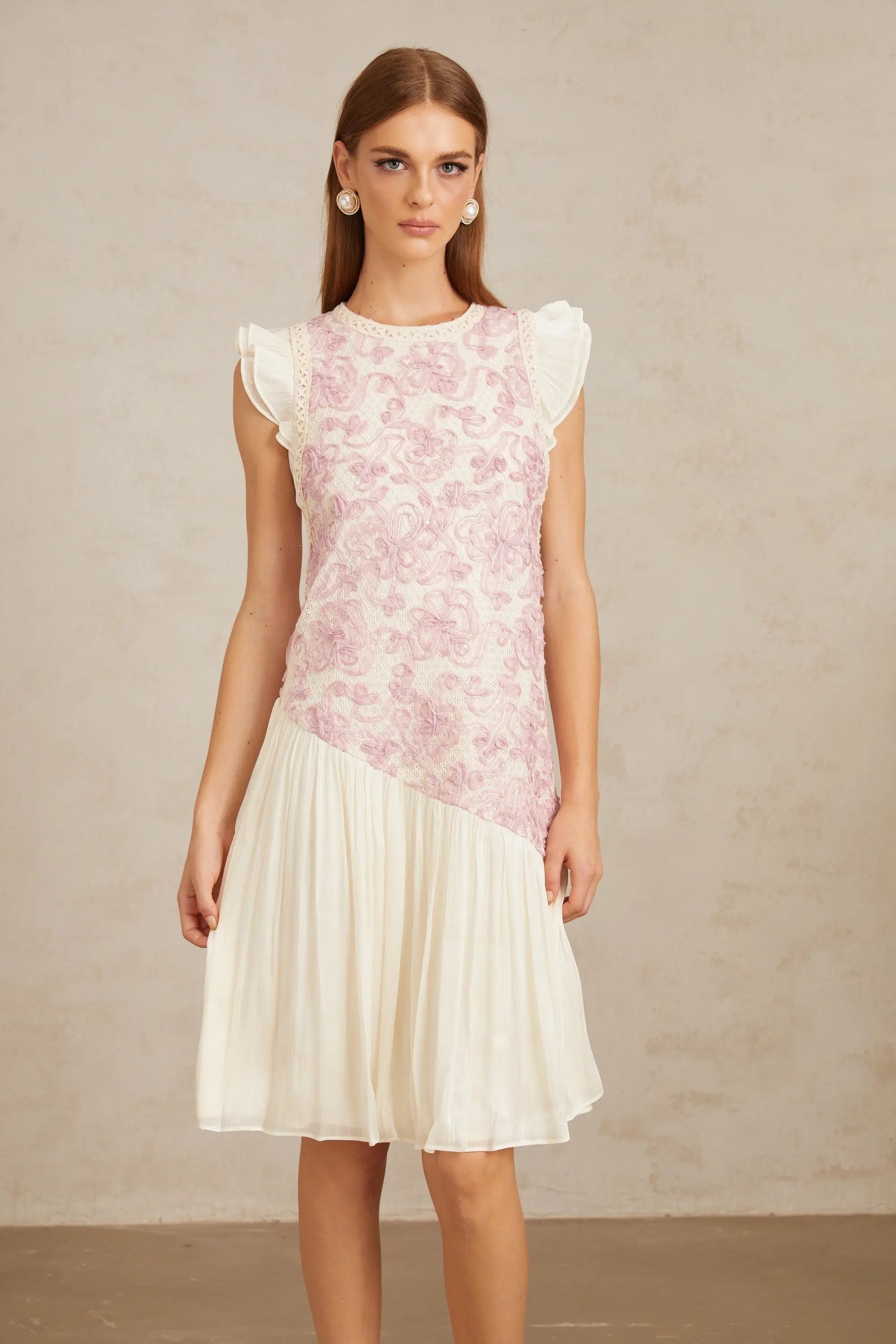 Pink Floral Midi Dress