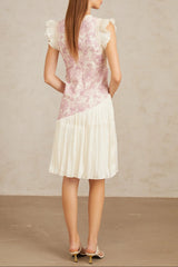 Pink Floral Midi Dress