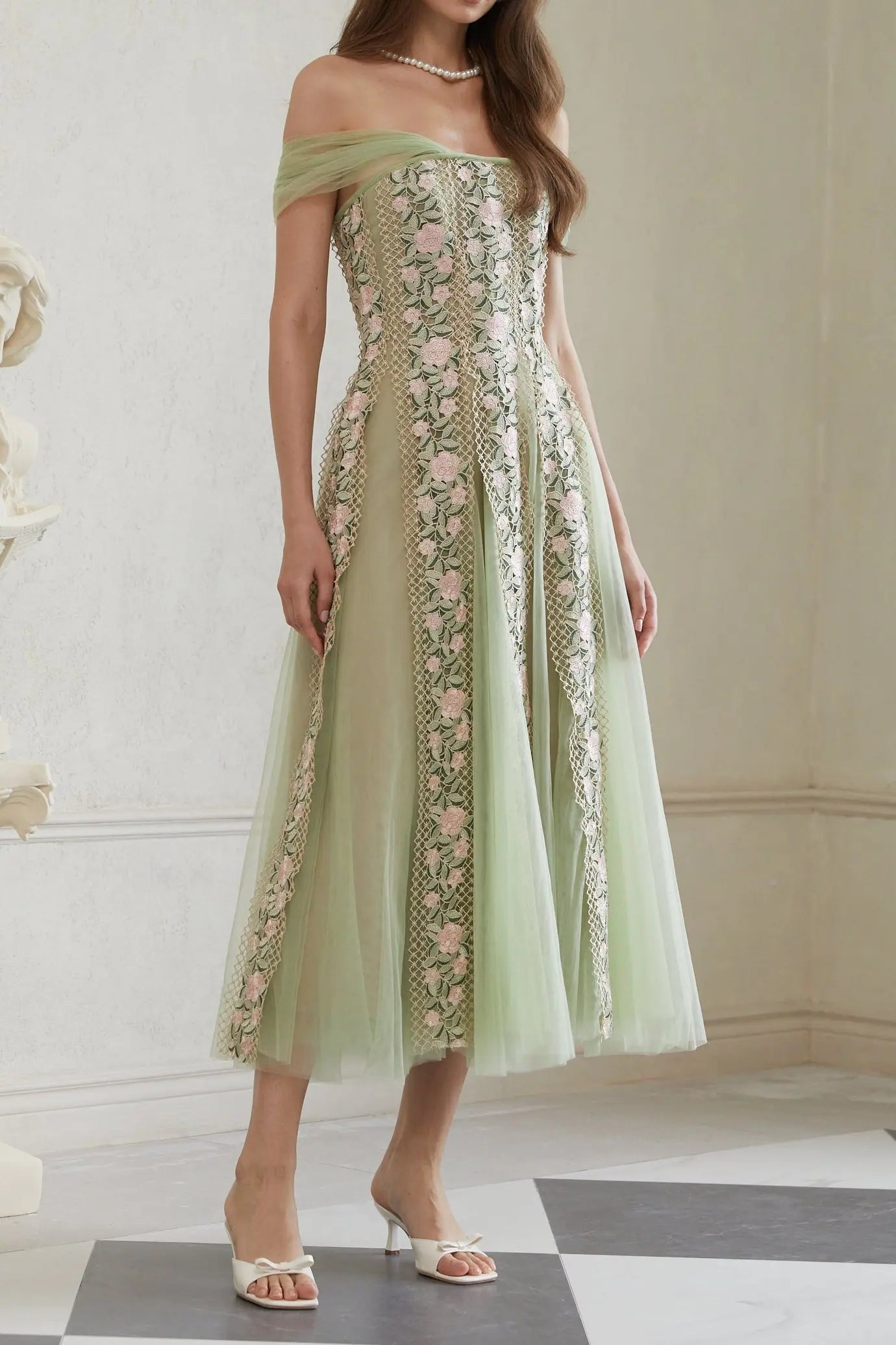 Floral Midi Dress in Green