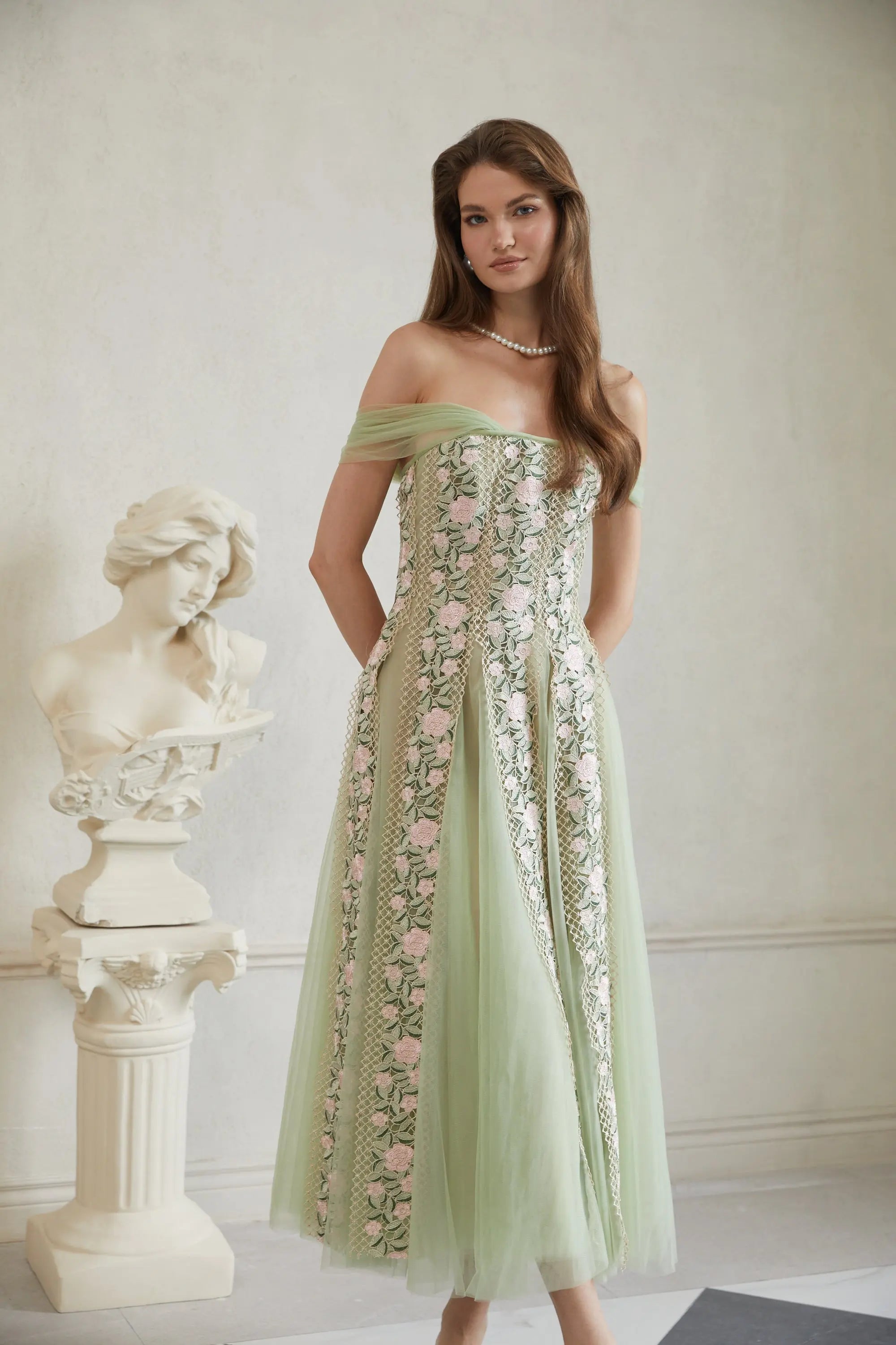 Floral Midi Dress in Green