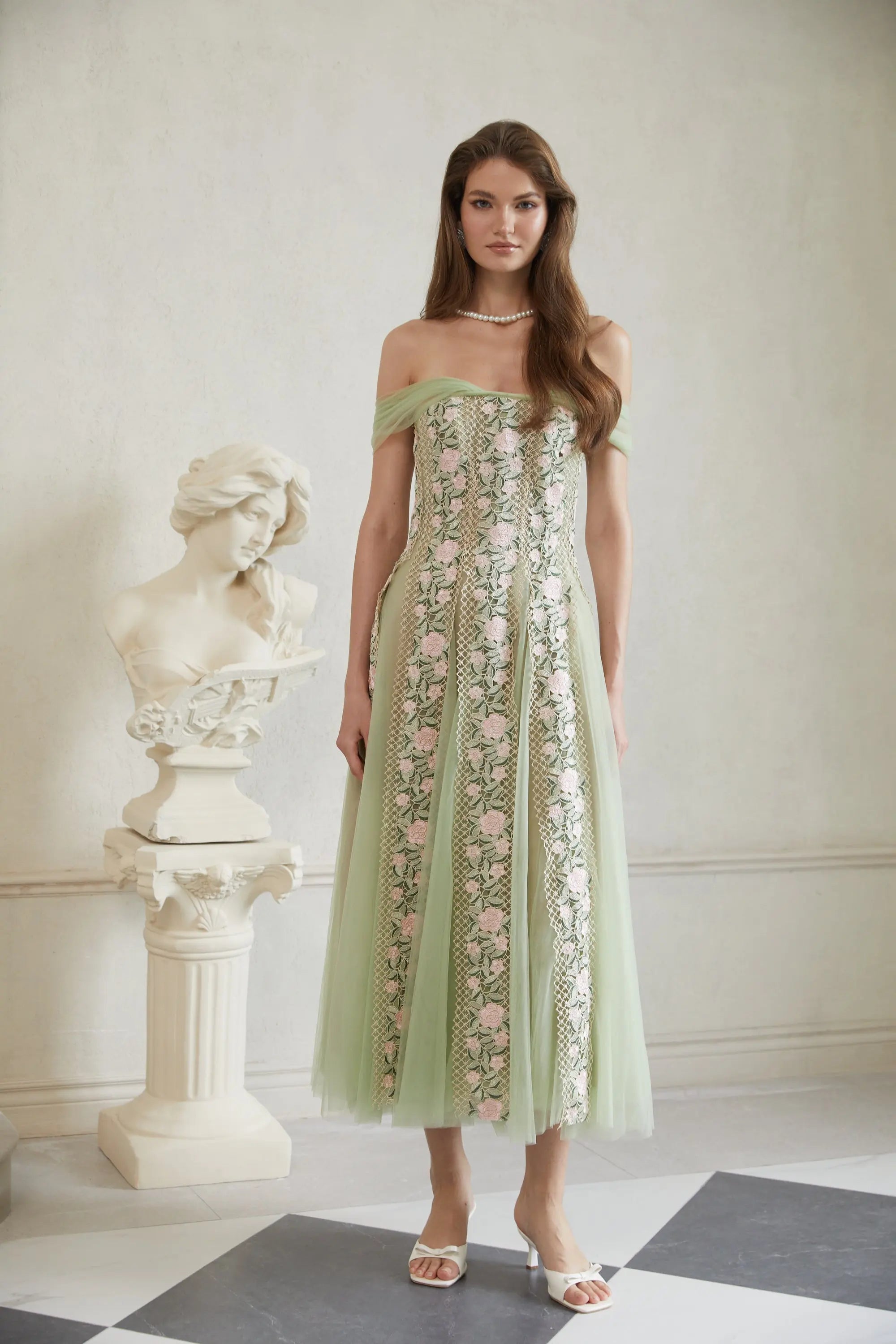 Floral Midi Dress in Green