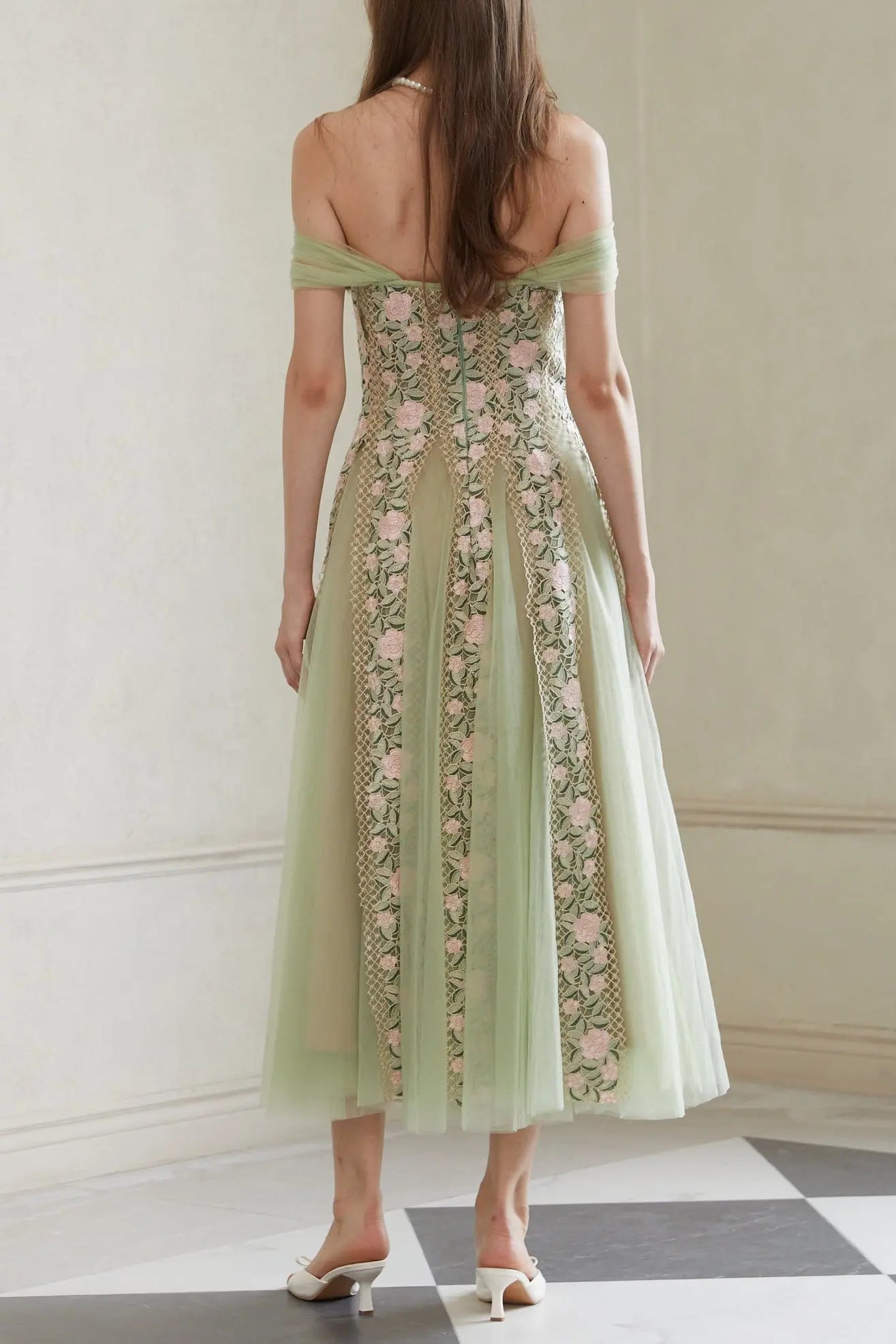 Floral Midi Dress in Green