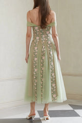 Floral Midi Dress in Green