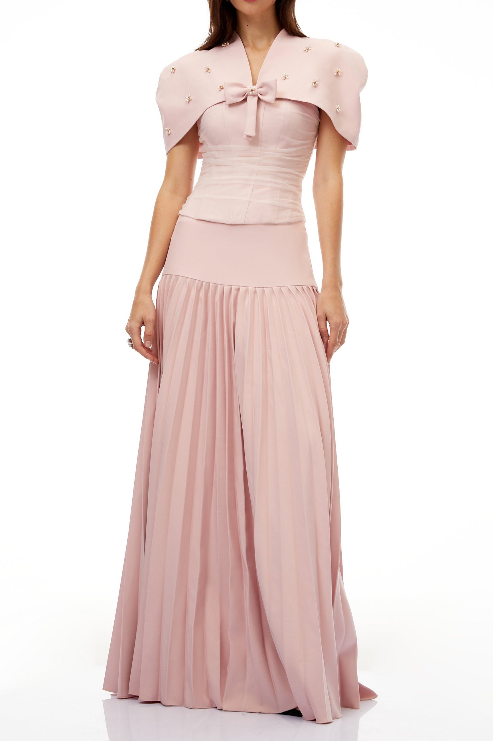 Cape Corset Maxi Dress