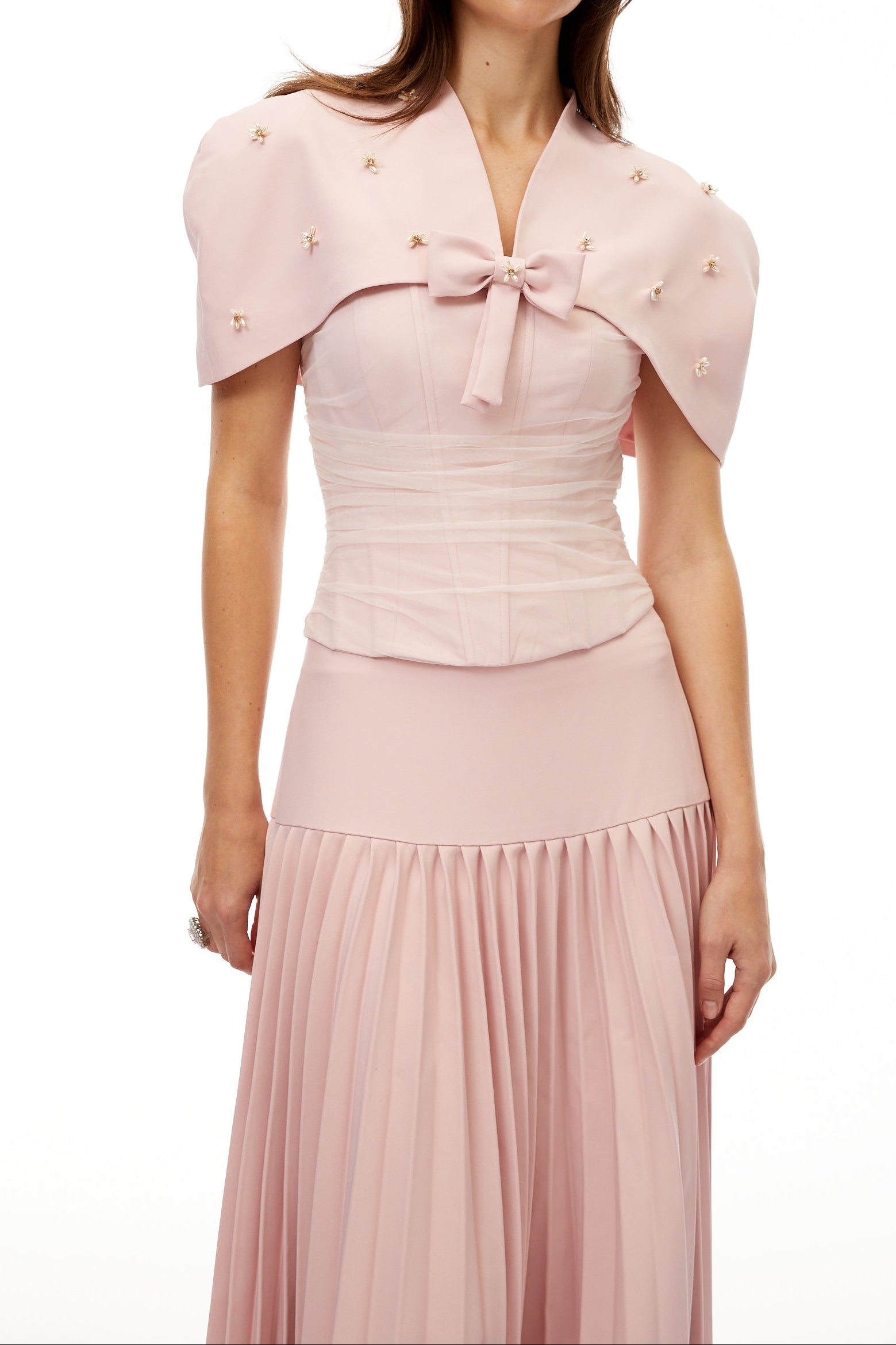 Cape Corset Maxi Dress