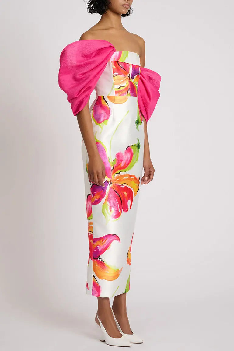 Floral Print Maxi Dress in White
