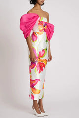 Floral Print Maxi Dress in White
