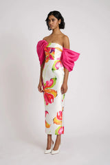Floral Print Maxi Dress in White