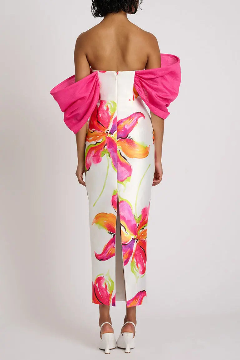 Floral Print Maxi Dress in White