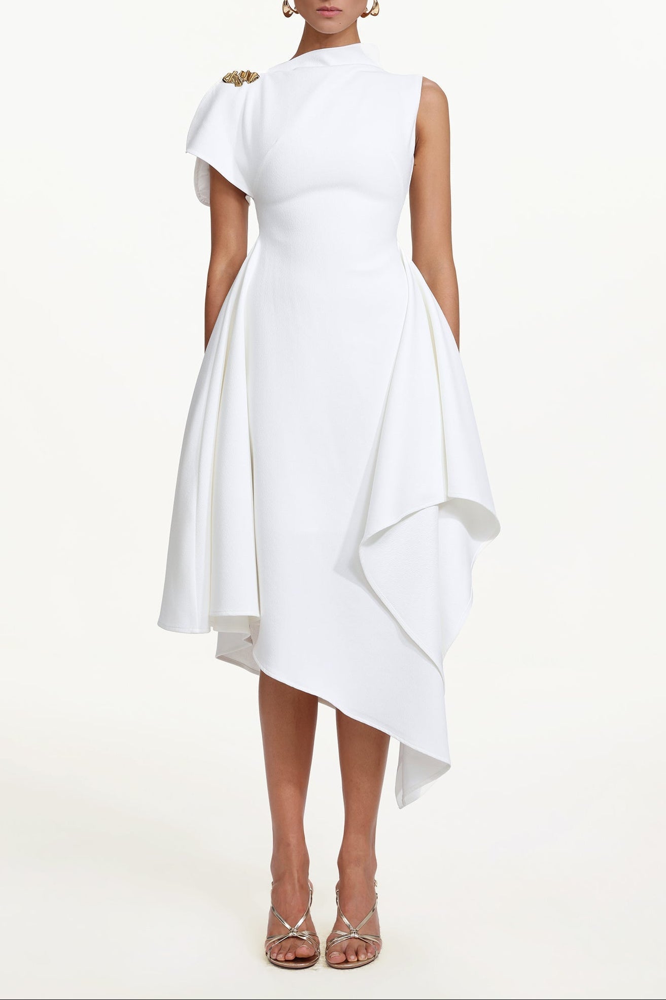 Weren white High Neck Maxi Dress
