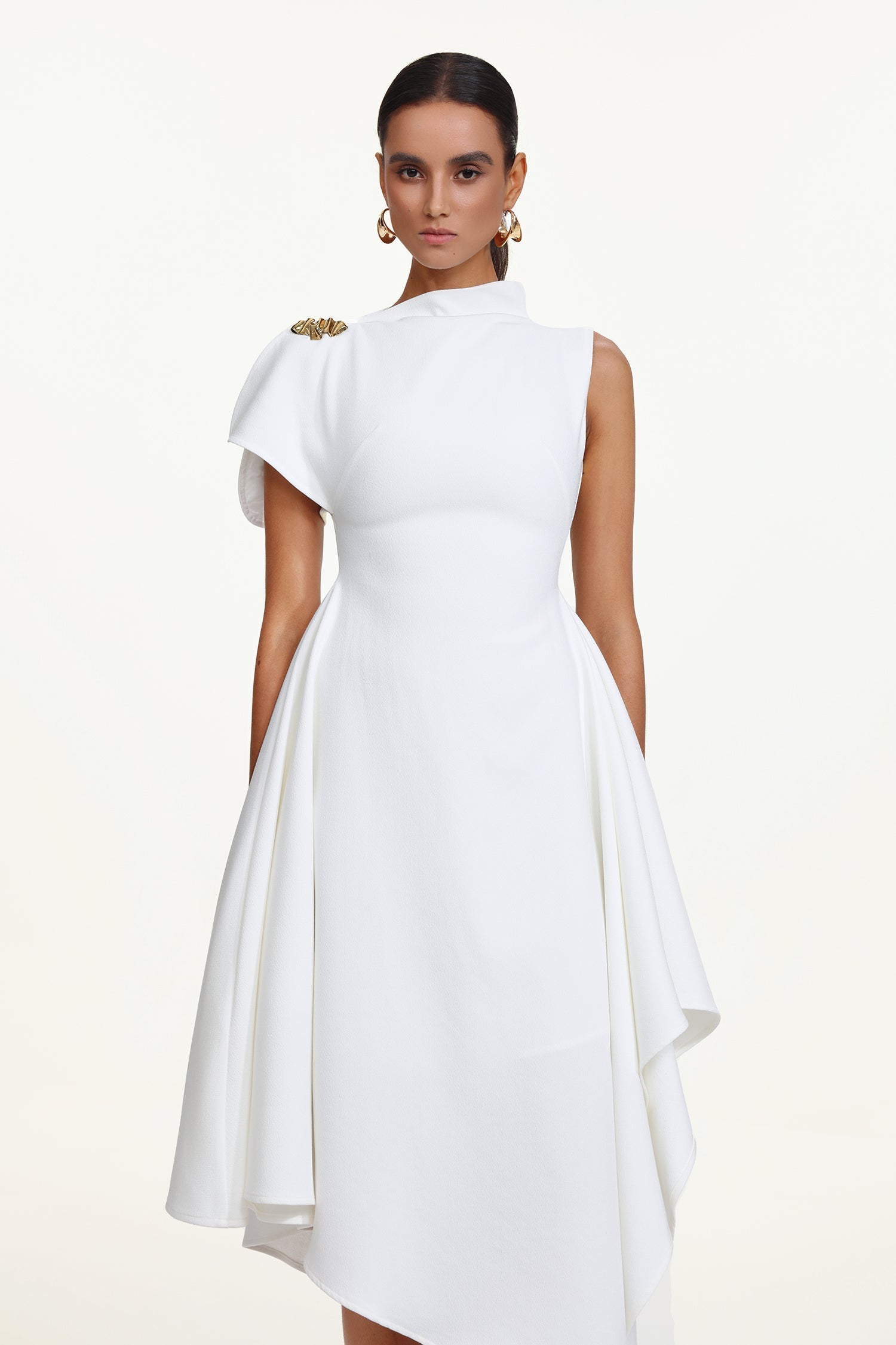 Weren white High Neck Maxi Dress