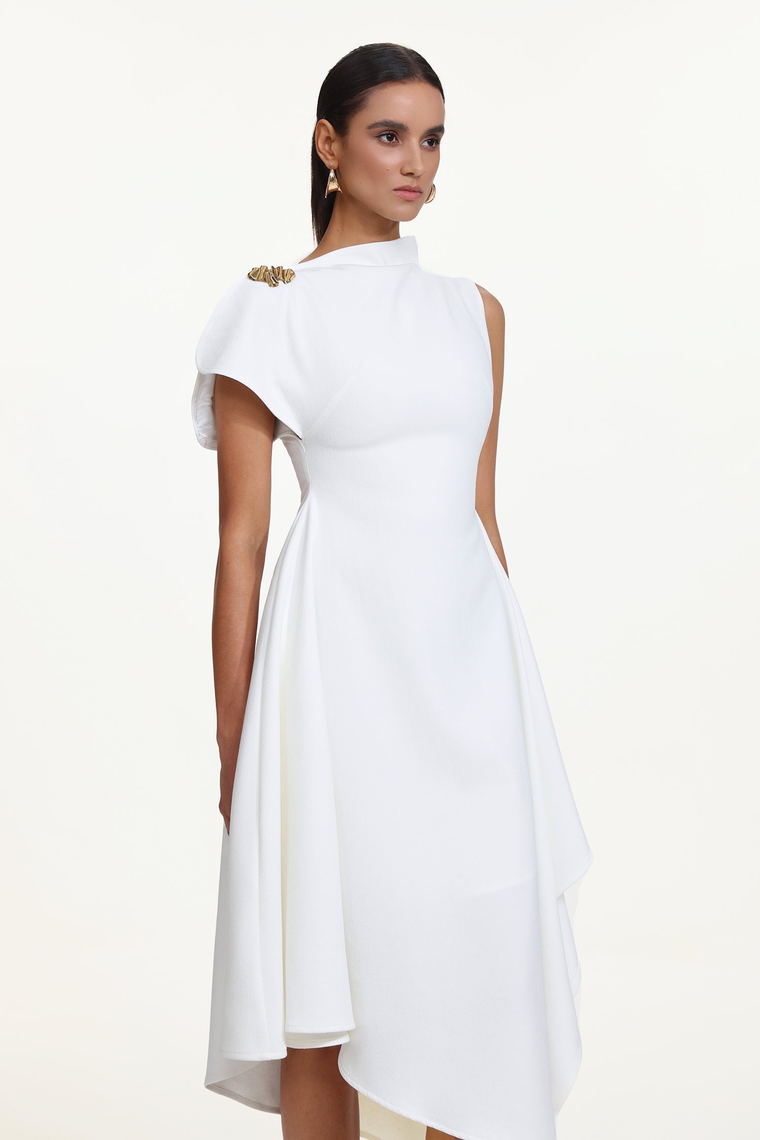 Weren white High Neck Maxi Dress