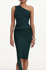 One Shoulder Bandage Midi Dress