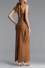 Chic Contour Halter Maxi Dress