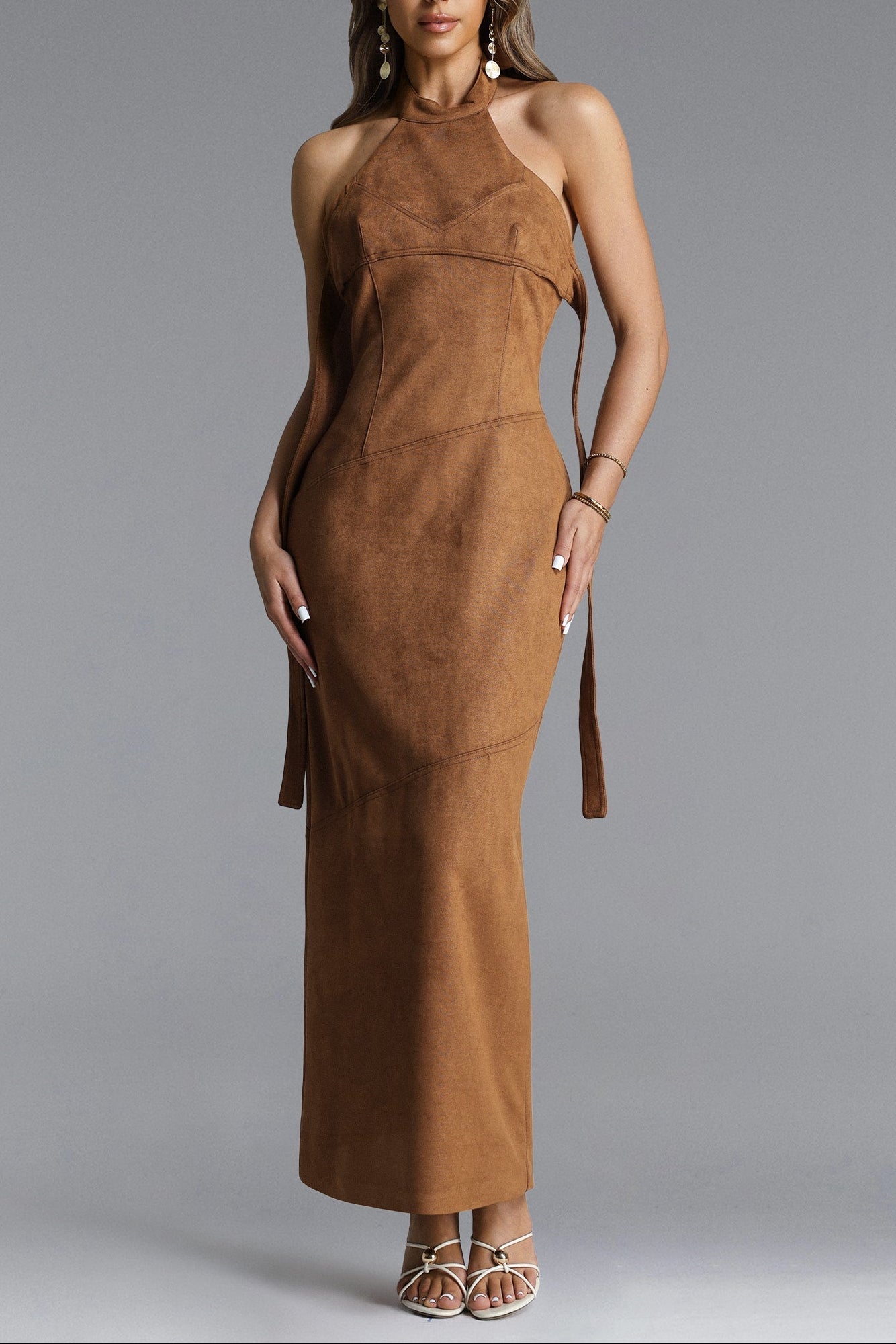 Chic Contour Halter Maxi Dress