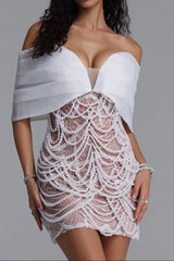 Off Shoulder Organza Mini Bodycon Dress
