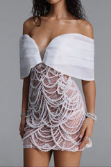 Off Shoulder Organza Mini Bodycon Dress