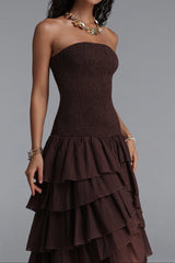 Smocked High Low Midi Dress