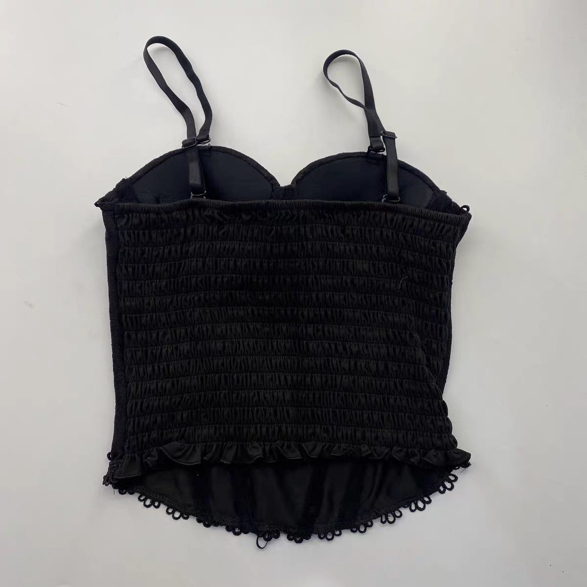Adjustable Strap Floral Lace Front Lace-Up Cropped Corset Bustier Top