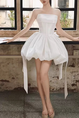 White Corset Bubble Mini Dress