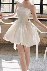 White Corset Bubble Mini Dress