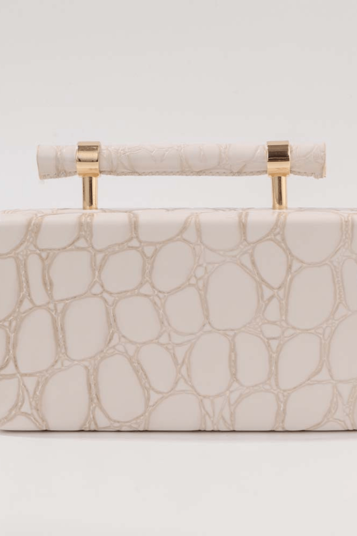 Croc Embossed Top Handle Evening Clutch