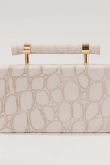 Croc Embossed Top Handle Evening Clutch