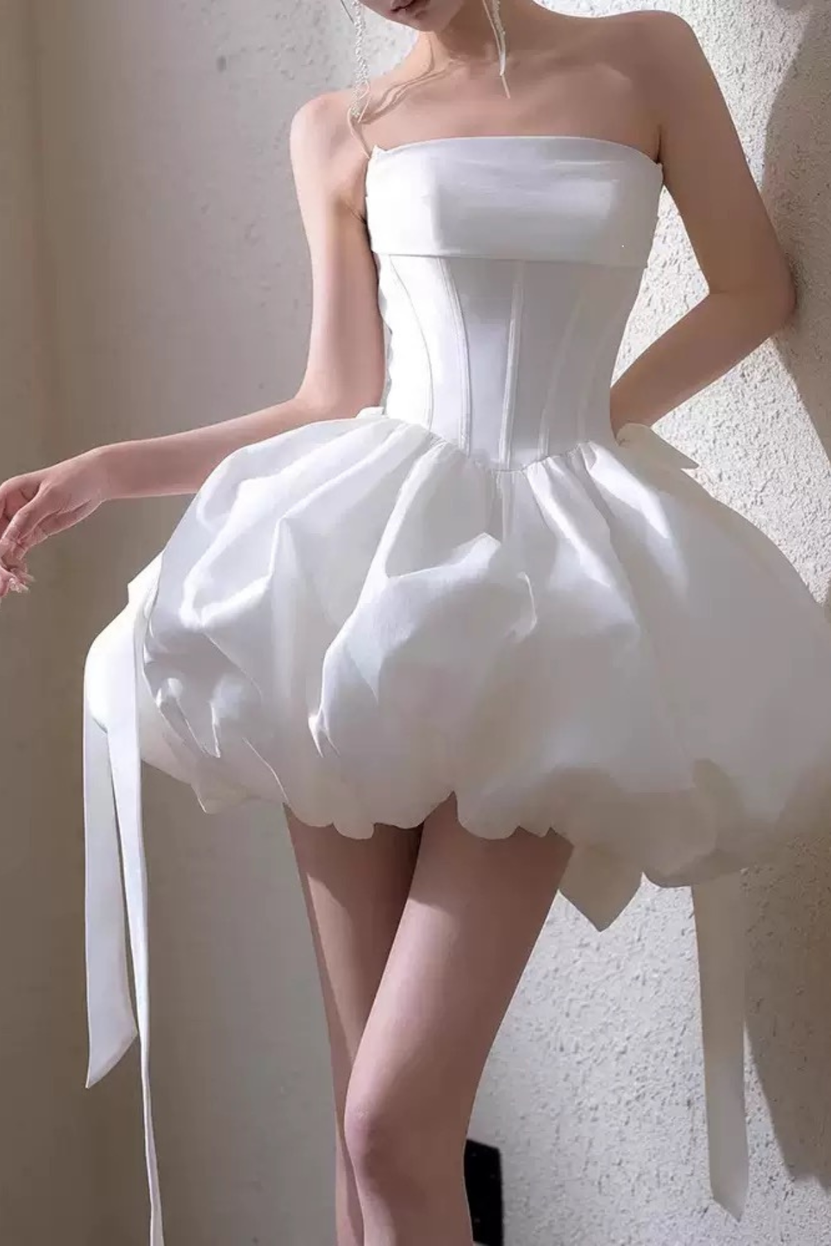 White Corset Bubble Mini Dress