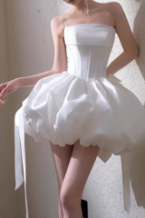 White Corset Bubble Mini Dress