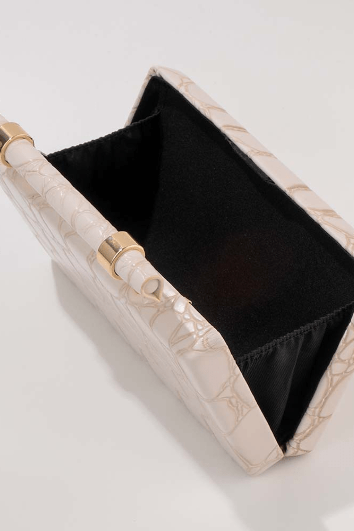 Croc Embossed Top Handle Evening Clutch