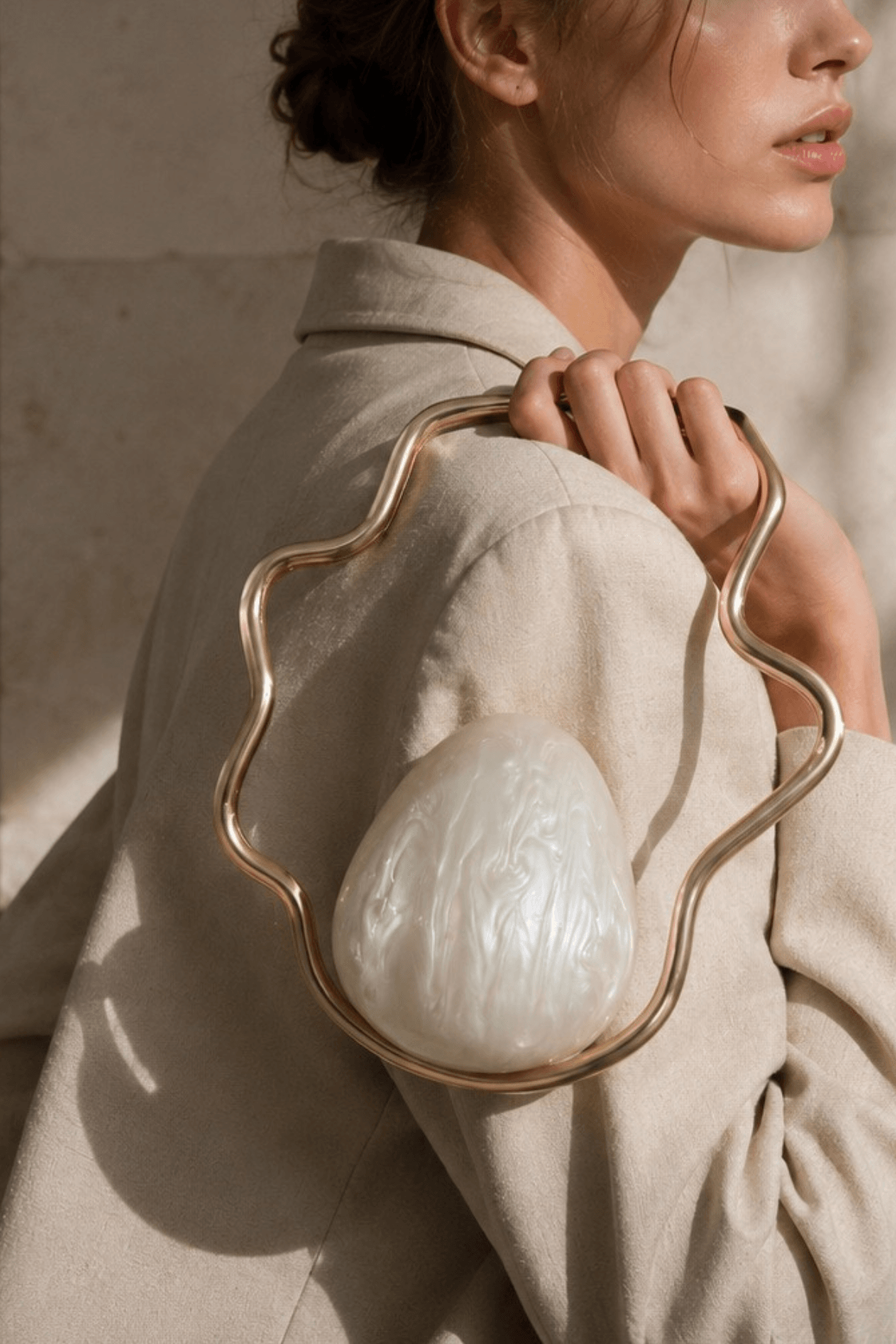 Metal Frame Egg Evening Clutch