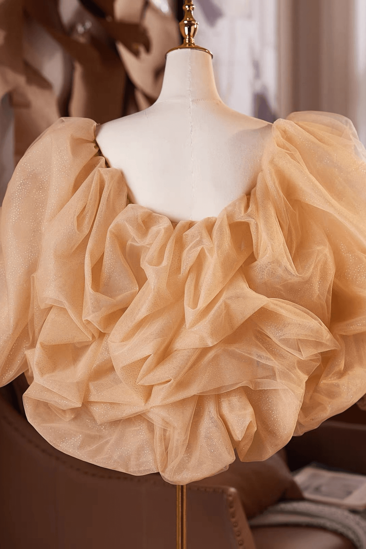Champagne Puff Sleeve Evening Shawl