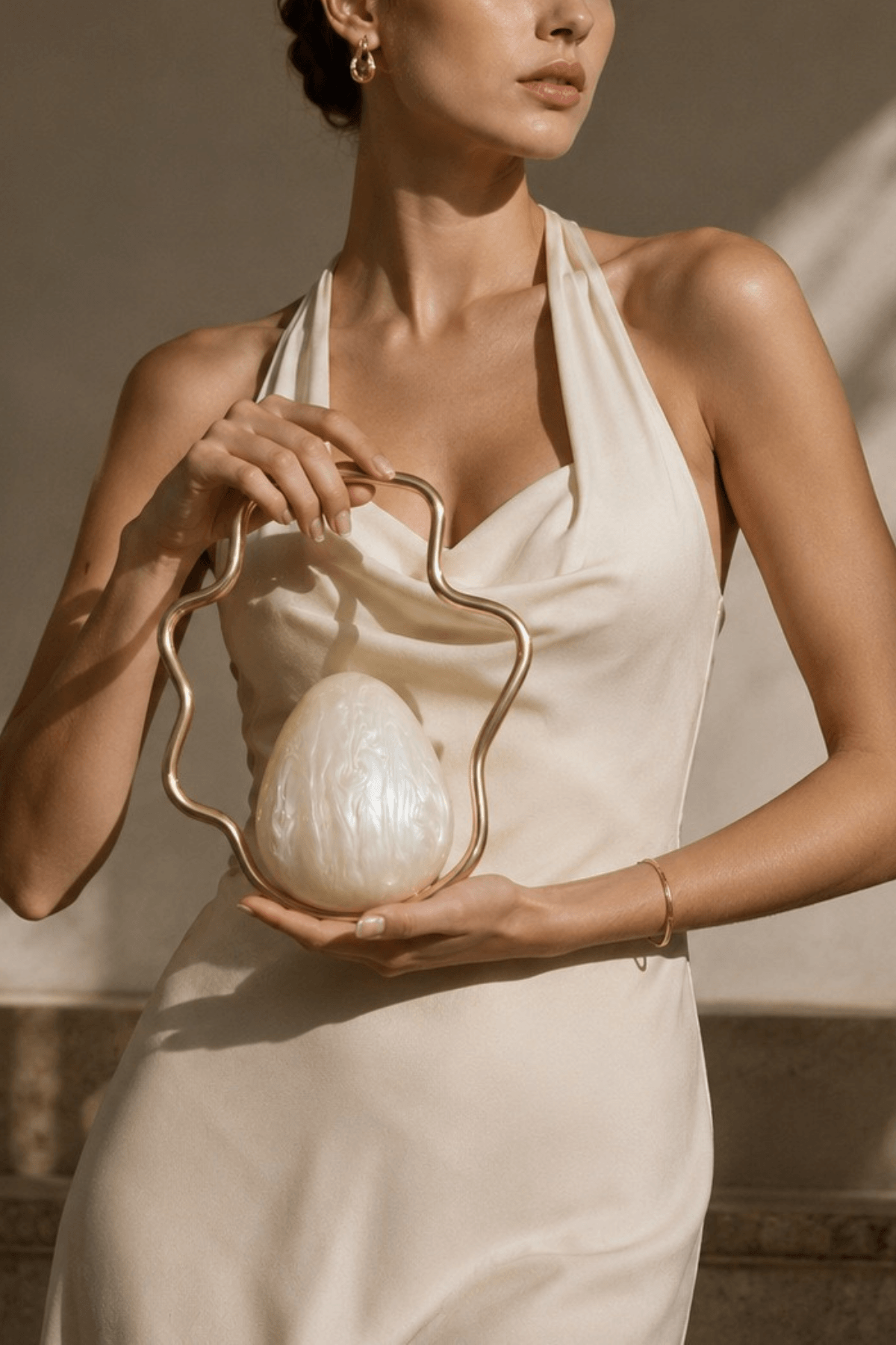 Metal Frame Egg Evening Clutch