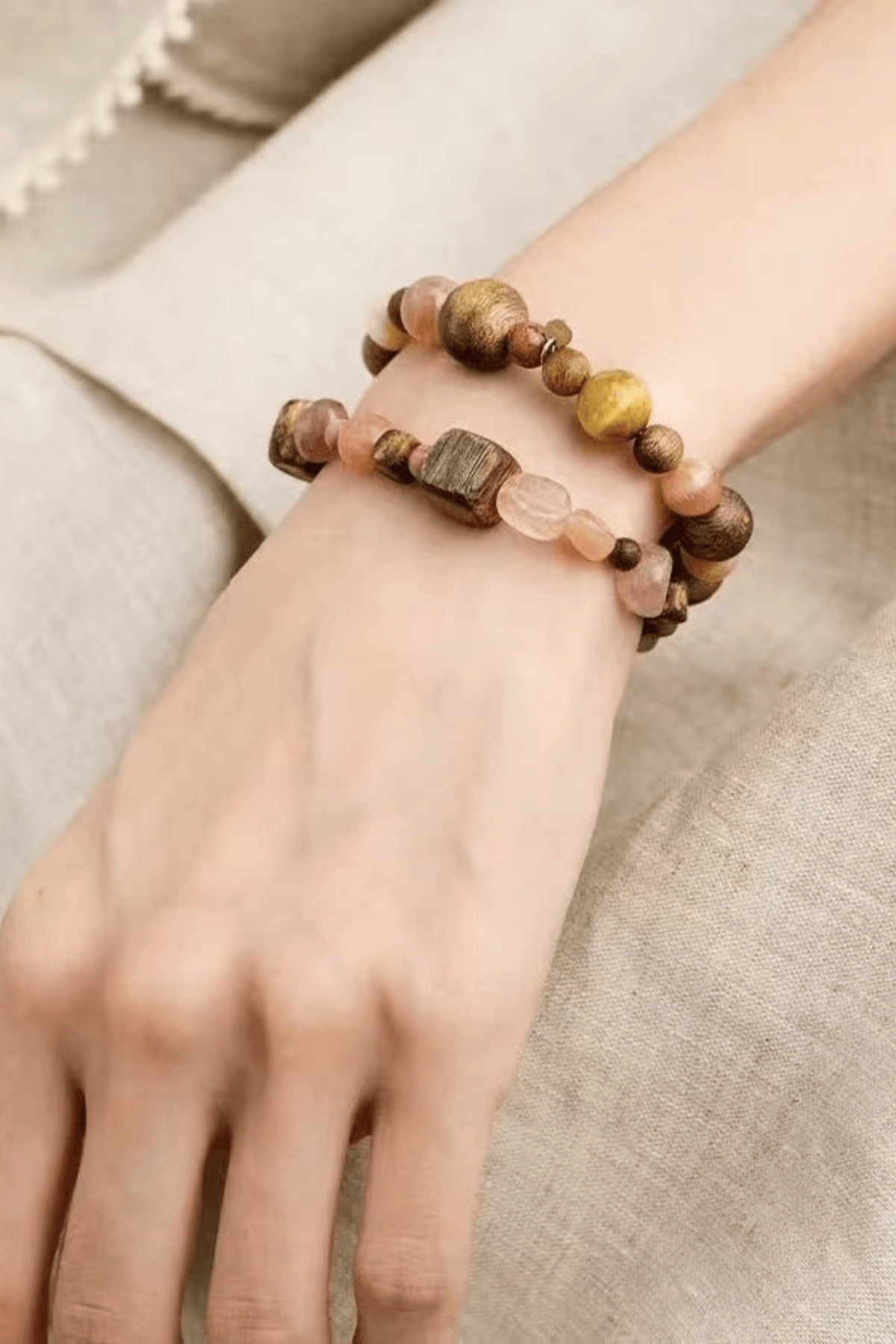 Wood & Stone Layered Bracelet