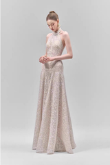 Celeste Halter Neck Floral Lace A-Line Maxi Dress