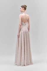 Celeste Halter Neck Floral Lace A-Line Maxi Dress