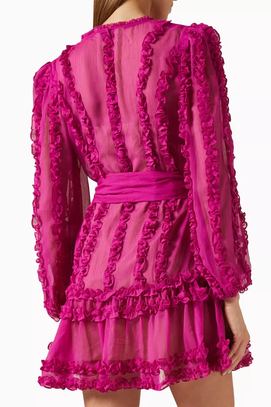 Flower Hem Mini Dress in Rose Red
