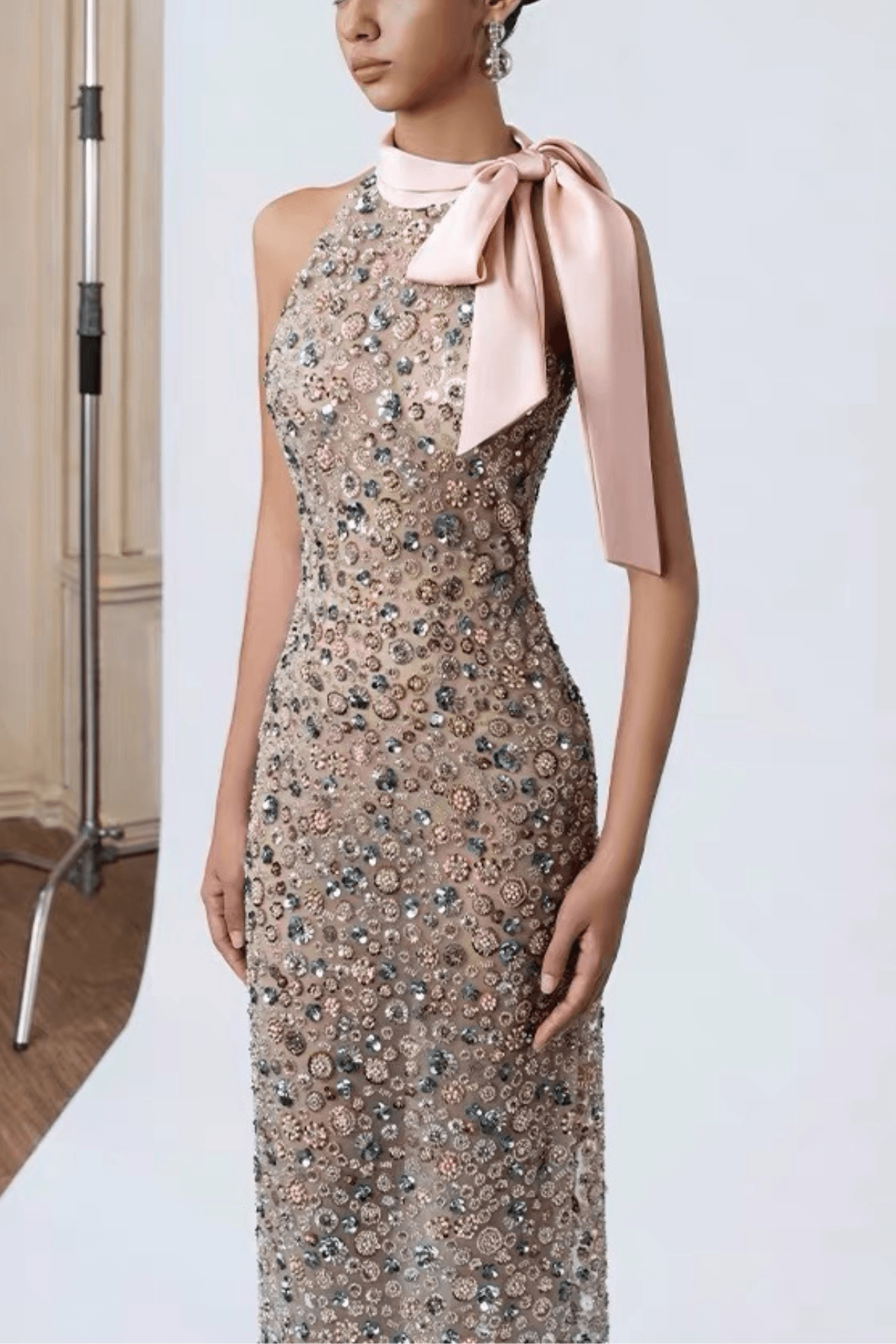 Cherry Halter Midi Formal Dress