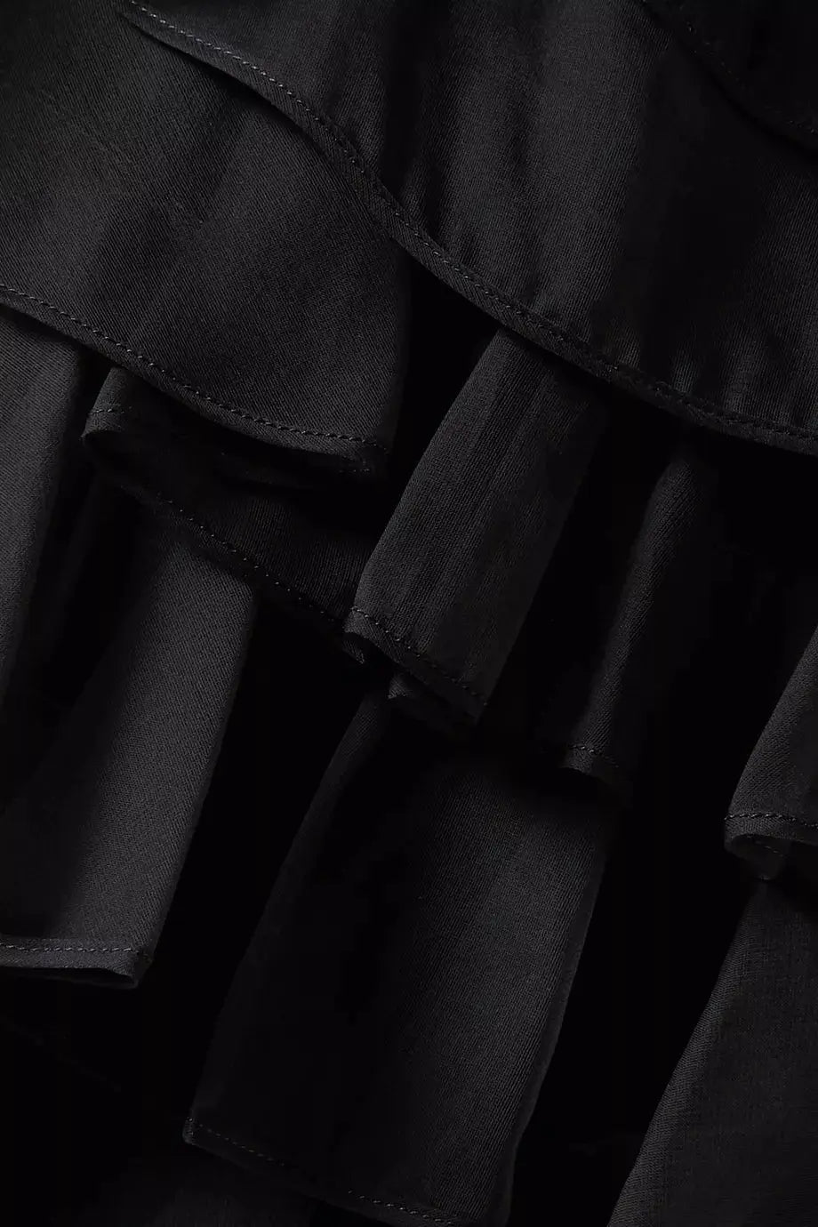 Ruffle Silk Organza Sleeveless Mini Dress in Black