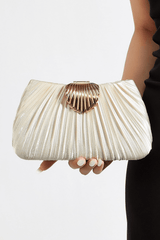 Satin Shell Clasp Formal Clutch