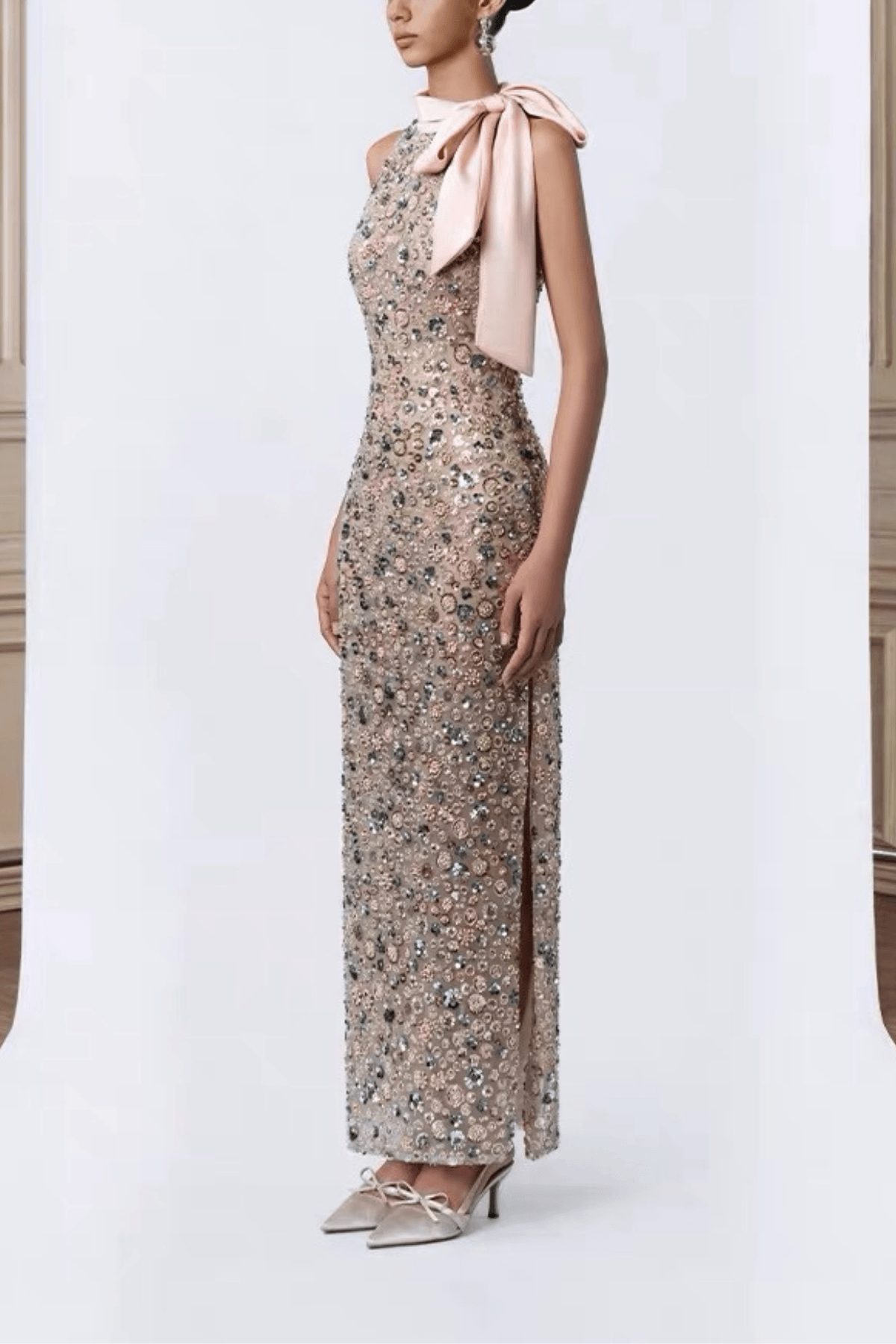 Cherry Halter Midi Formal Dress