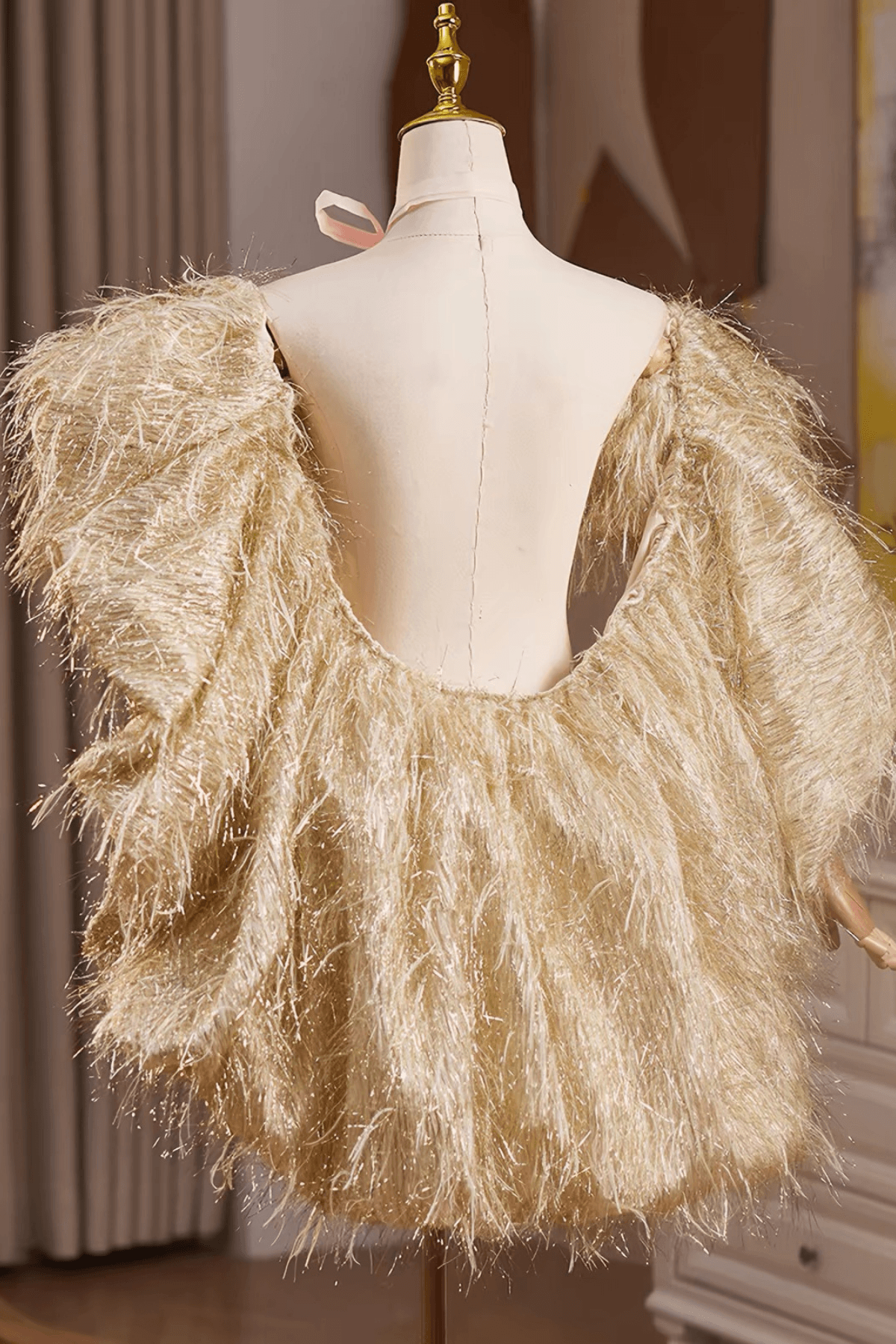 Gold Fringe Evening Shawl