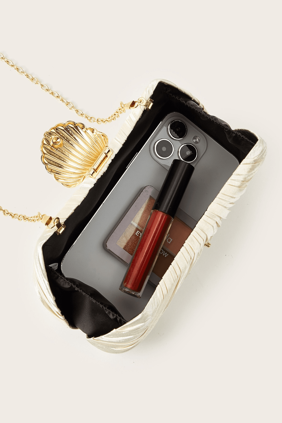 Satin Shell Clasp Formal Clutch