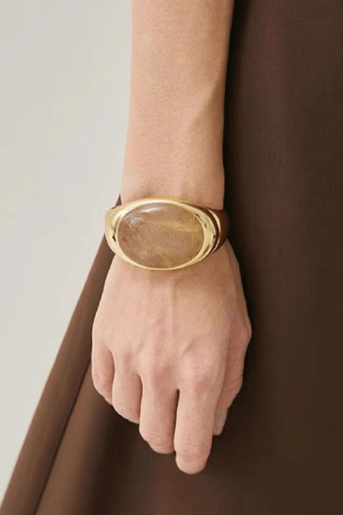 Gold Stone Open Cuff Bracelet