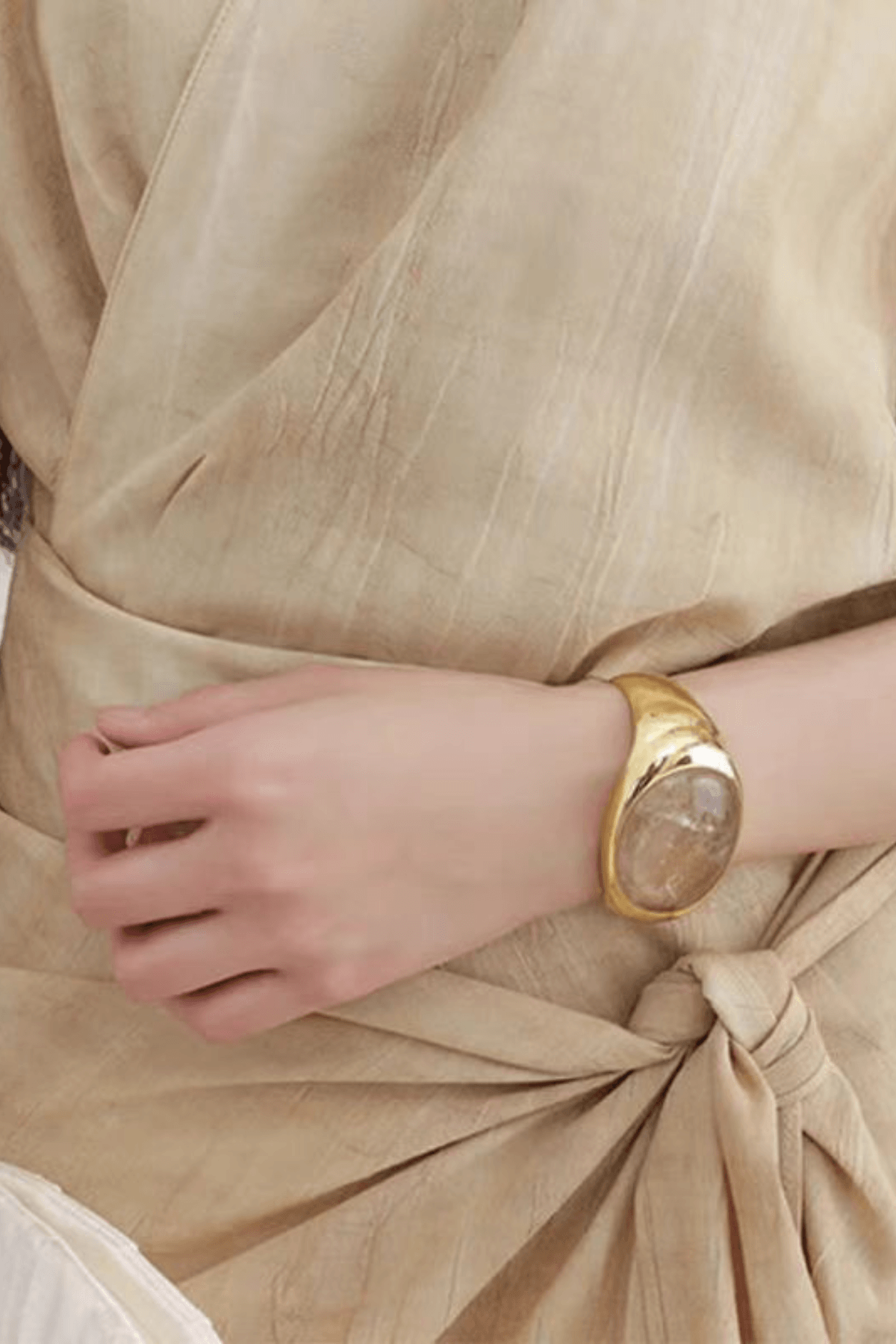 Gold Stone Open Cuff Bracelet