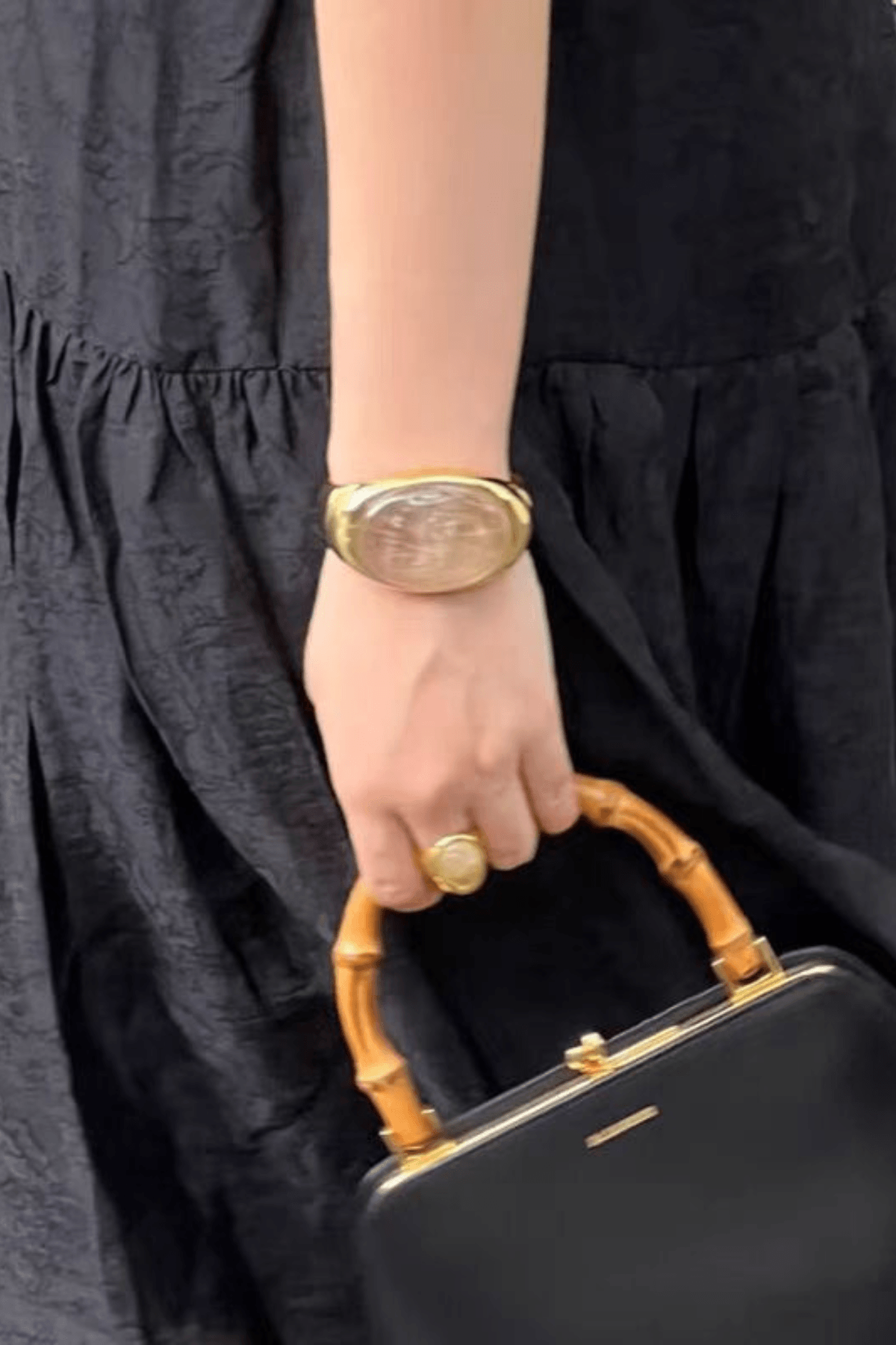 Gold Stone Open Cuff Bracelet