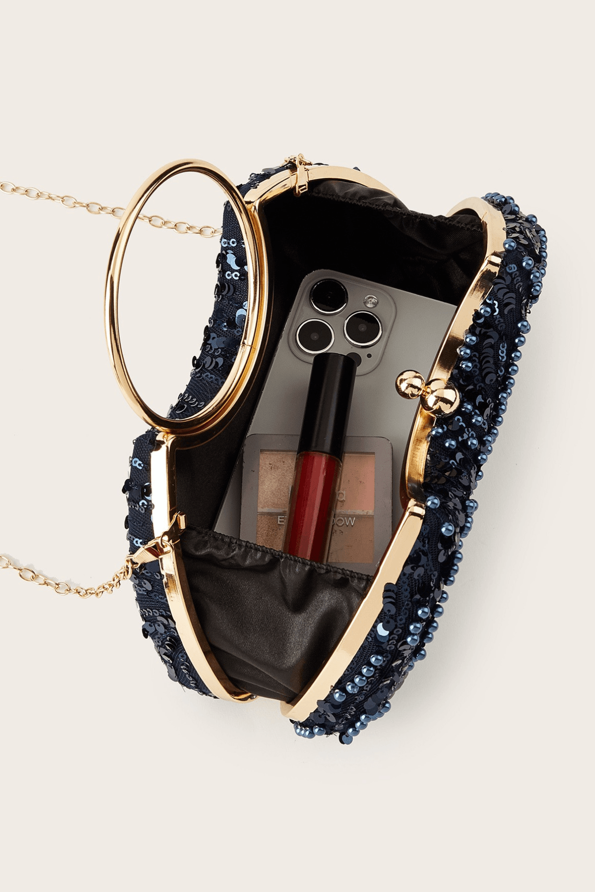 Sequin Ring Handle Formal Clutch